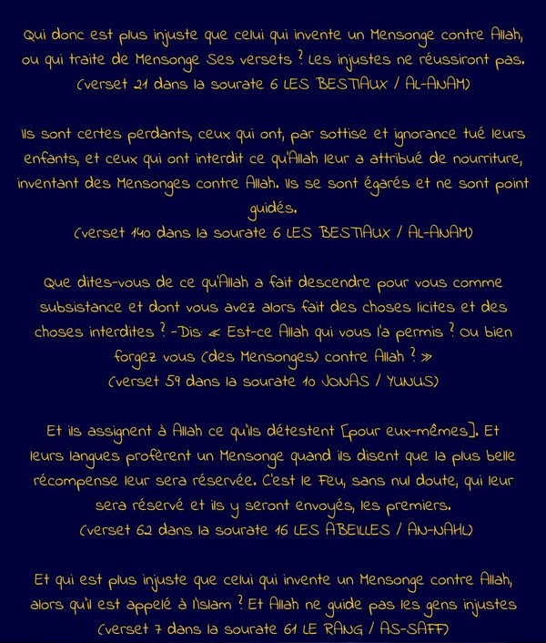 Mentir sur Allah est comme le shirk 